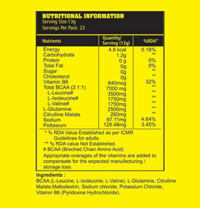 Absolute Nutrition BCAA Nutrition Fact