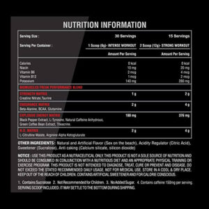 Bigmuscles Nutrition Freak Preworkout Supplement Fact
